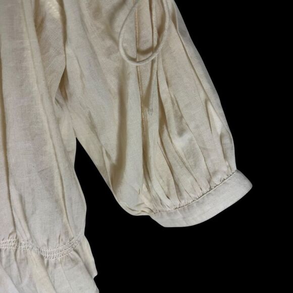 Free People Crazy Little Thing Cream/White Embroidered Cotton Peplum Top Sz M - Picture 7 of 12